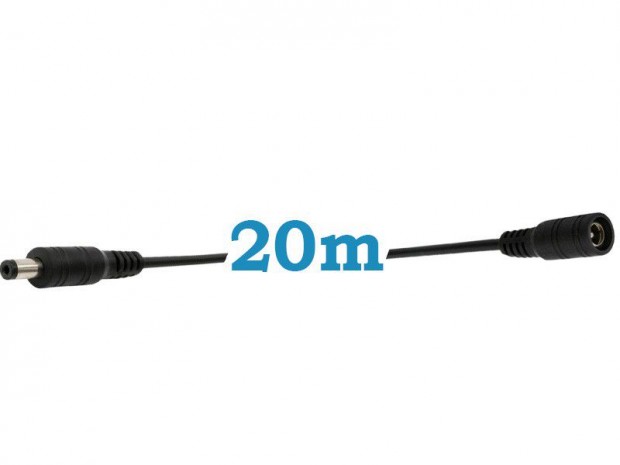 20m-es DC hosszabbító kábel kamerákhoz, dugó-aljzat 5.5 * 2.1MM feket