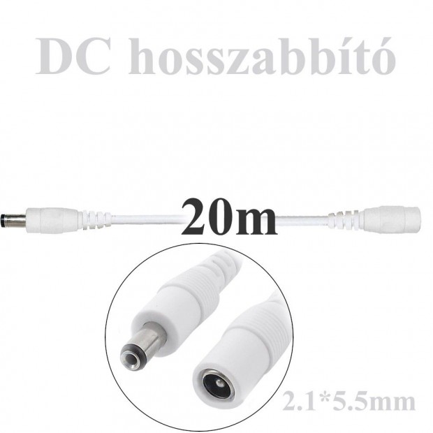 20m-es fehr DC hosszabbt kbel kamerkhoz, dug-aljzat 5.5 * 2.1MM