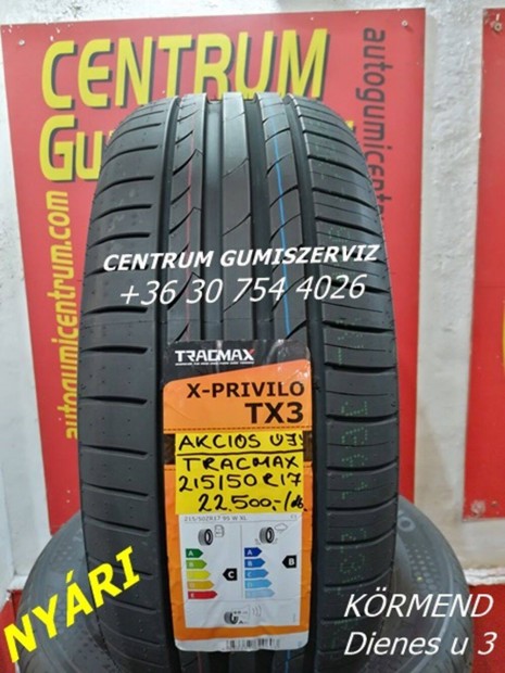 215/50R17 Tracmax akciós nyári gumi 22.500 Ft