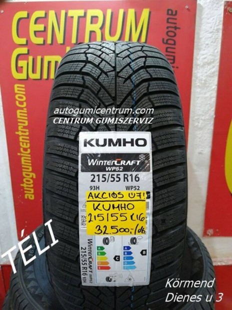 215/55R16 H WP52 Wintercraft Kumho tli