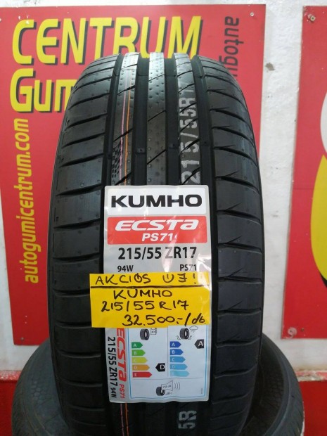 215/55R17 Kumho nyári gumi 32.500 Ft