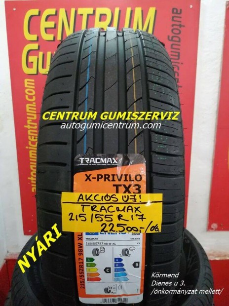 215/55R17 Tracmax akcis nyri gumi 22.500 Ft