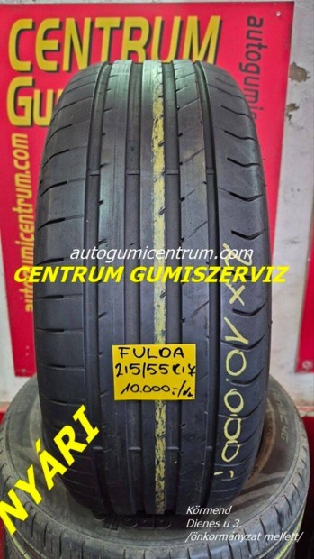 215/55r17 használt nyári gumi Fulda 2db 10.000 Ft