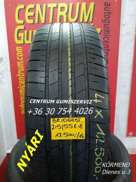 215/55r18 használt nyári gumi Bridgestone 4db 12.500 Ft