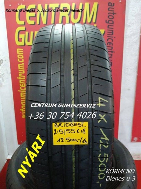 215/55r18 használt nyári gumi Bridgestone 4db