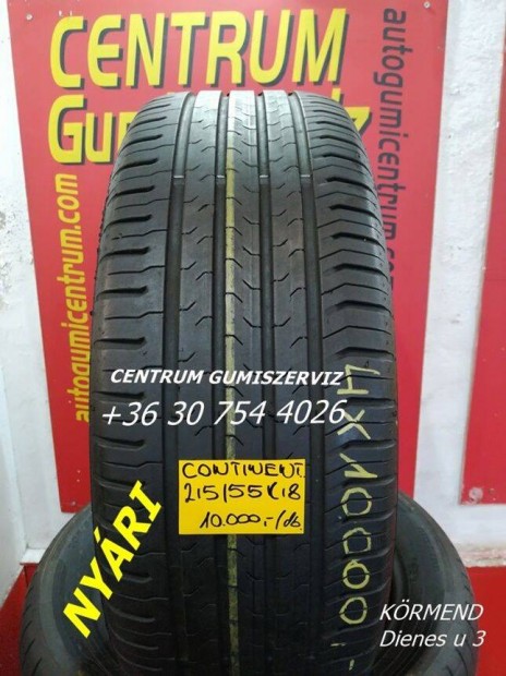 215/55r18 használt nyári gumi Continental 4db 10.000 Ft