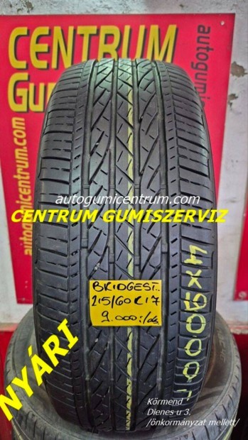 215/60r16 hasznalt nyari gumi Bridgestone pár, 9.000 Ft