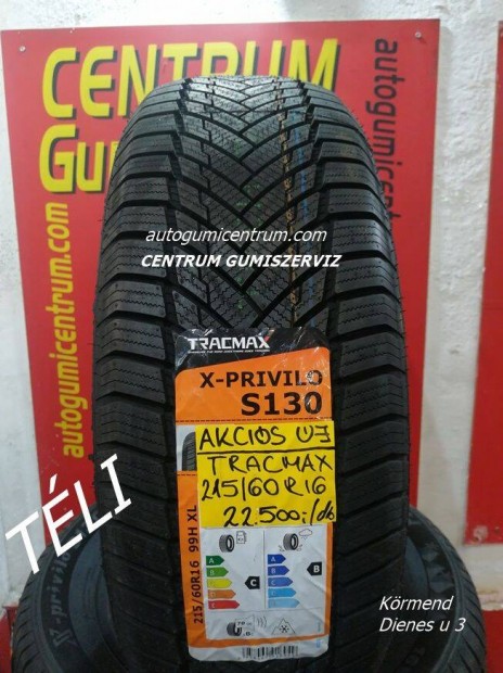 215/60r16 tli gumi jak -Tracmax. 22.500 Ft