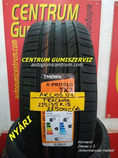 225/35r19 Tracmax akcis nyri gumi 22.500 Ft