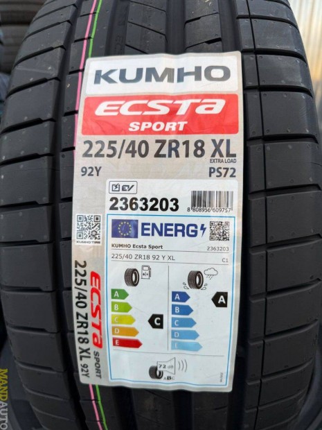 225/40R18 Kumho Ecsta PS72 Sport(XL),Új nyárigumi