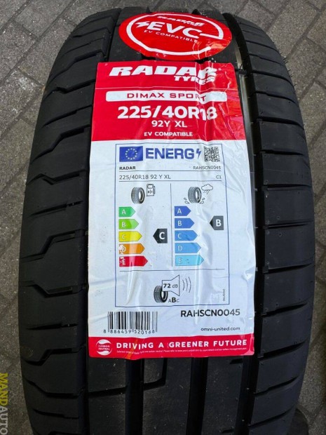 225/40R18 RADAR Dimax Sport EVC(XL)