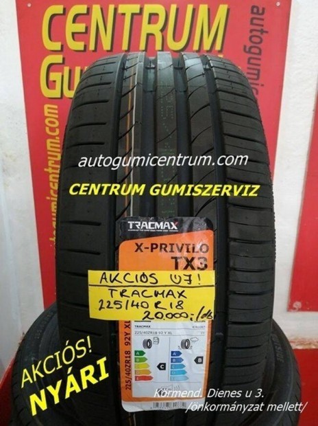 225/40r18 nyri gumi jak -Tracmax. 20.000 Ft