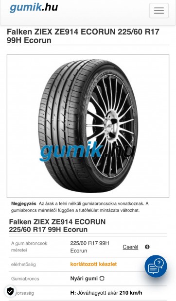 225/60R17 Falken Ziex