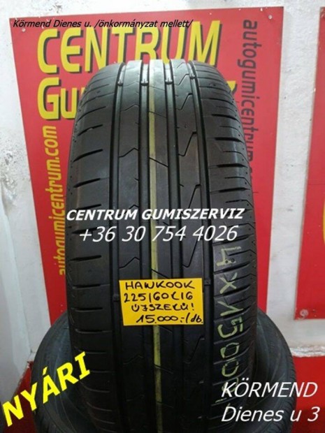 225/60r16 használt nyári gumi Hankook 4db 15.000 Ft