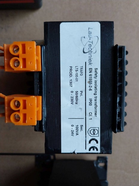 230VAC/24VAC 100VA biztonsági trafó 2db gyári