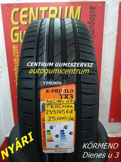 235/45R18 Tracmax akciós nyári gumi 25.000 Ft