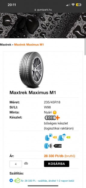 235/45/18 4 db Maxtrek maximus gumi