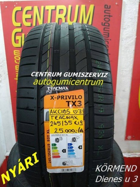 245/35r19 Tracmax akciós nyári gumi 25.000 Ft