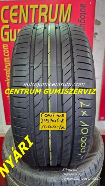 245/40r18 használt nyári gumi Continental 2db 10.000 Ft