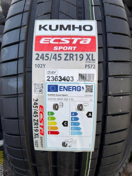 245/45R19 Kumho Ecsta PS72 Sport(XL),Új nyárigumi