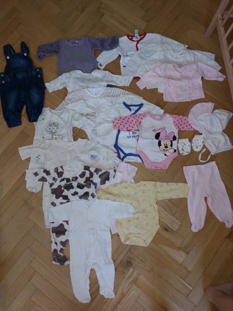 24 darabos 62 cm kislány baba ruha csomag lány body rugdalózó