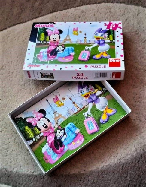 24 darabos puzzle kirakó Minnie egér Párizsban