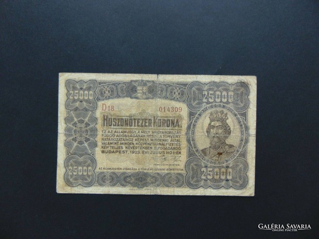 25000 korona 1923 RR ! Nagyon ritka bankjegy
