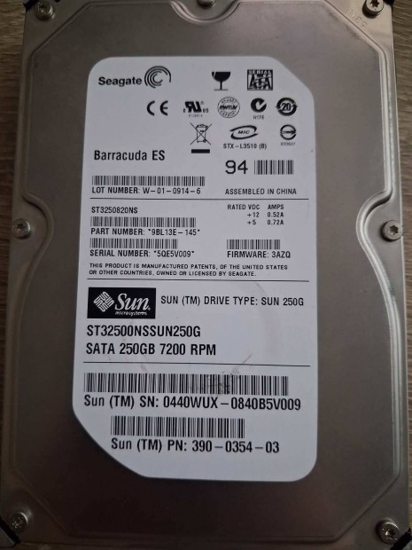250GB HDD 3.5" Seagate Barracuda 7200RPM SATA 100%/100%