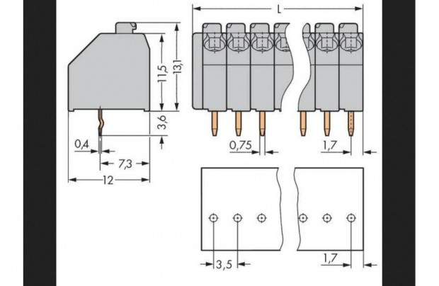 254 db Kapocstmb, PCB sorkapocs Wago 250-102/000-012