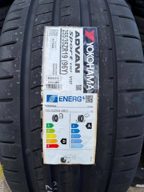255/35R19 Yokohama Advan-Sport V107(XL),Új nyárigumi