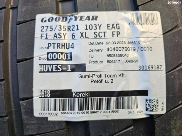 275/35 R21 Goodyear nyári gumi szett. Tesla model Y. Teljesen új