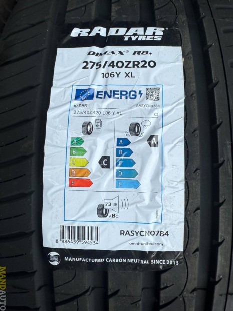 275/40R20 RADAR Dimax R8+(XL)