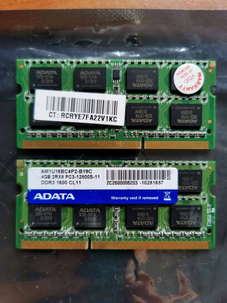 27/2 Adata AM1U16BC4P2 8gb 3 h garancia 1600mhz PC3 DDR3 ram memria