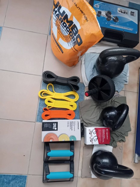 28kg, 20kg, 12kg-os Kettlebell, Gumiszalag, stb. Eladó!!