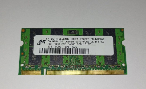 2GB Micron 800MHz s 1GB Samsung 800MHz DDR2 notebook memria