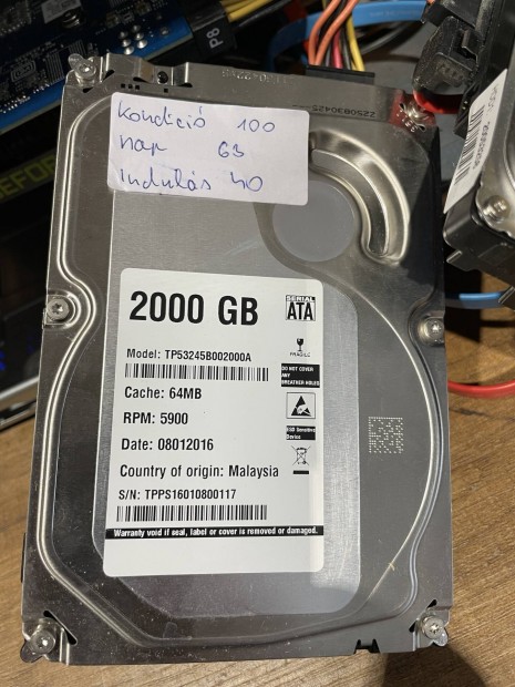 2TB 3,5" HDD 100/100% os 63 napot ment 40 induls