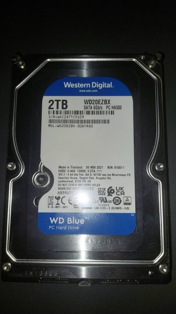 2TB Western Digital 3,5"-es hdd, wd20ezbx - keveset hasznlt!