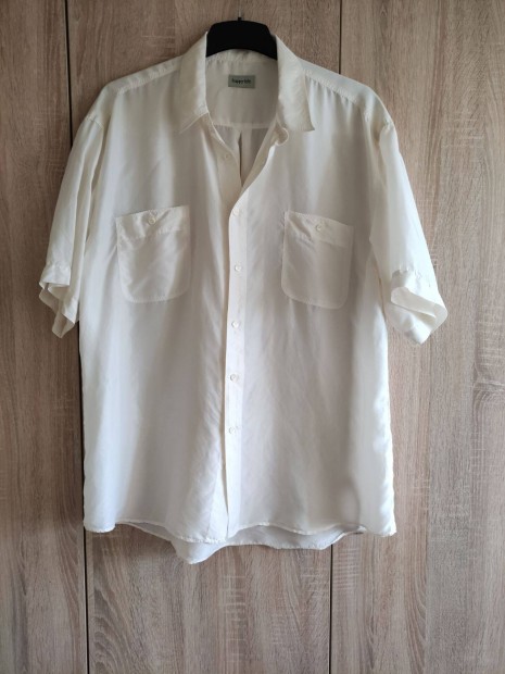 2XL-es férfi krém színű 100 %-os selyem ing