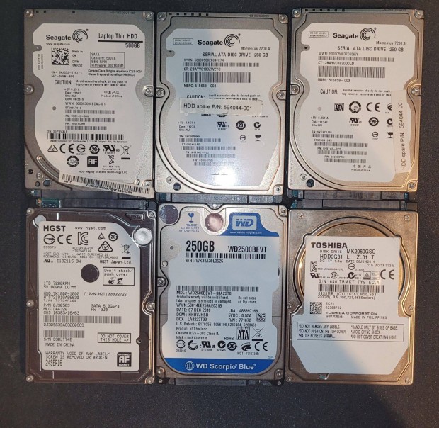 2,5" HDD Seagate, WD, HGST, Toshiba 200GB-1TB