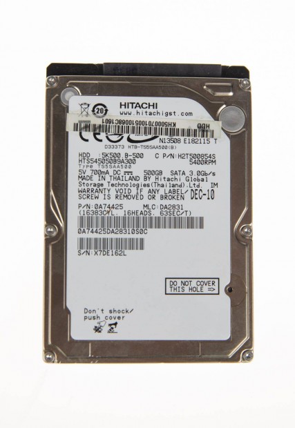 2,5" Hitachi 500GB winchester, merevlemez