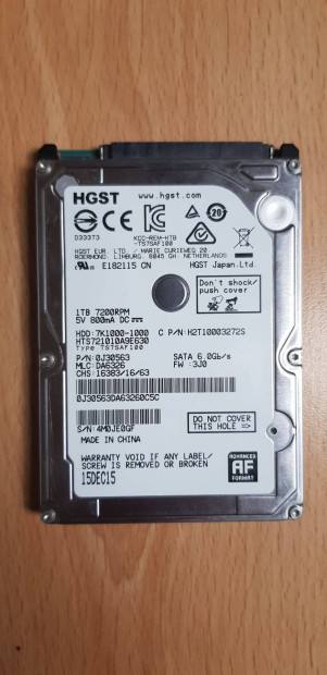 2,5" SATA Laptop HDD winchester 1TB 7200rpm HGST