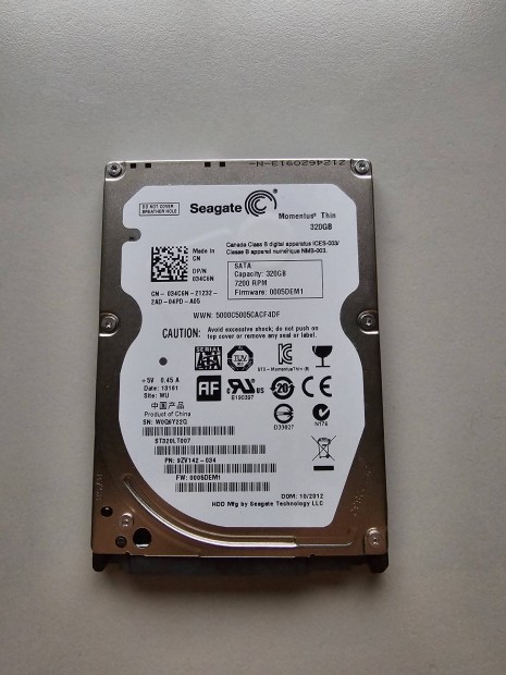 2,5" SATA Laptop merevlemezek 320GB, 500GB 100%/100%