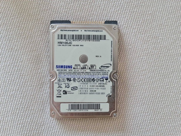 2,5" Samsung 100GB HDD, laptop IDE merevlemez, notebook winchester