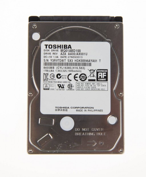 2,5" Toshiba 1GB és 500GB winchester, merevlemez