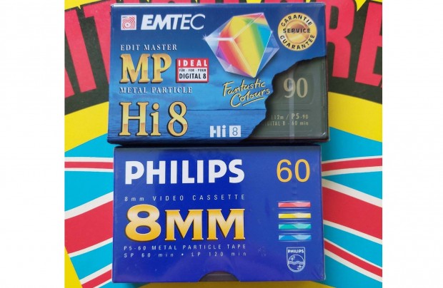 2-DB Emtec 90 Metal Philips 60 Metal Hi8 8mm Videokamera Videó Kazetta
