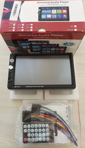2 DIN, 7" fejegység/autórádió, 7023B, Bluetooth, távirányító
