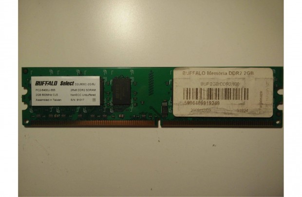 2 GB Buffalo Select 800 MHz PC2-6400 DDR2 tesztelt memria