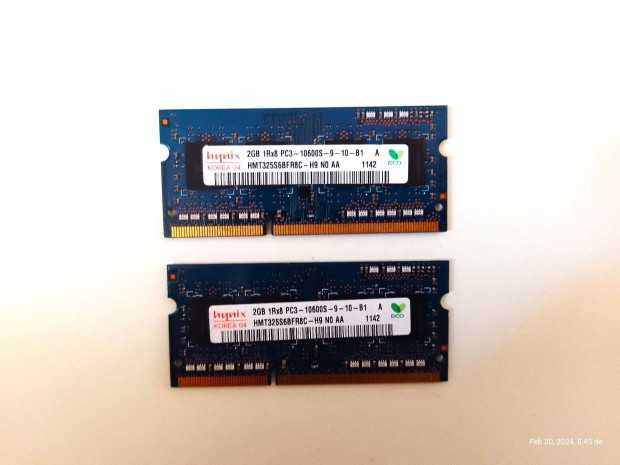 2 X 2GB DDR3 Laptop RAM 8500 S
