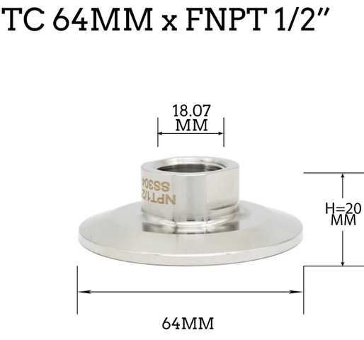 2"-os tri-Clamp talakt 1/2"-os bels menet (3819)