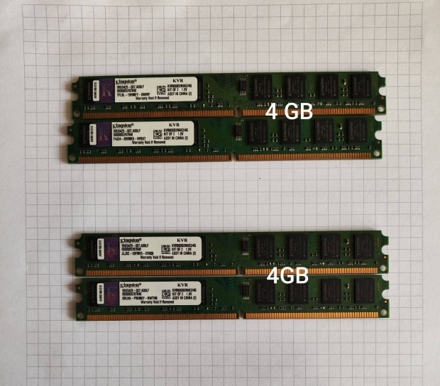 2 darab Kingston 4Gb (2x2Gb) DDR2 800mhz Kvr800D2N6/2G